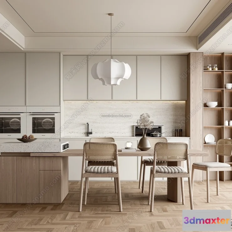 1369275 - Dining Room 3D Interior Scene Model - Wabi Sabi Style - 056 3D Max