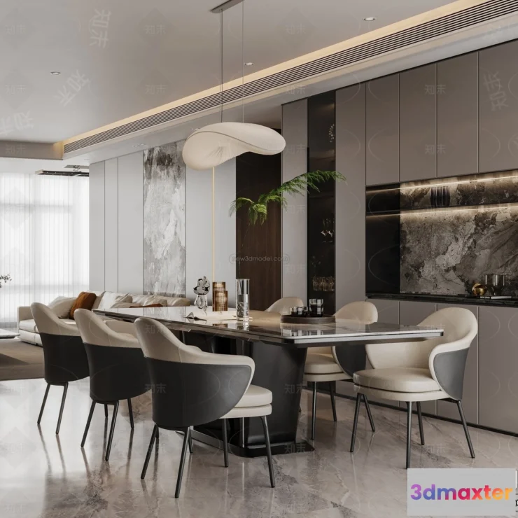 1369295 - Dining Room - 3D Interior Scene - Italian Style - 003 3D Max