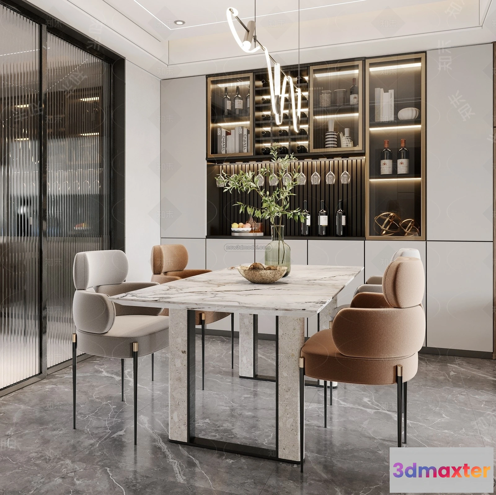 1369743 - Dining Room - 3D Interior Scene - Italian Style - 010 3D Max