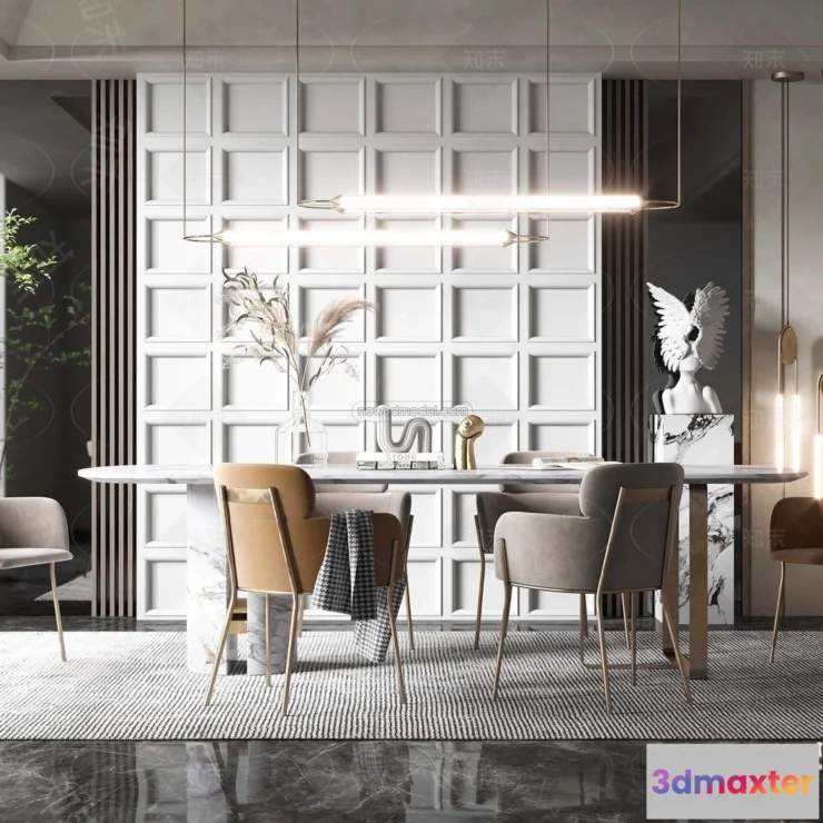 1370155 - Dining Room - 3D Interior Scene - Italian Style - 016 3D Max