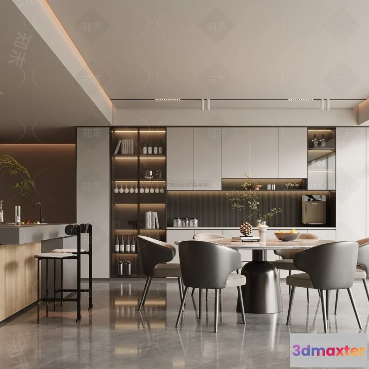 1370836 - Dining Room - 3D Interior Scene - Italian Style - 026 3D Max