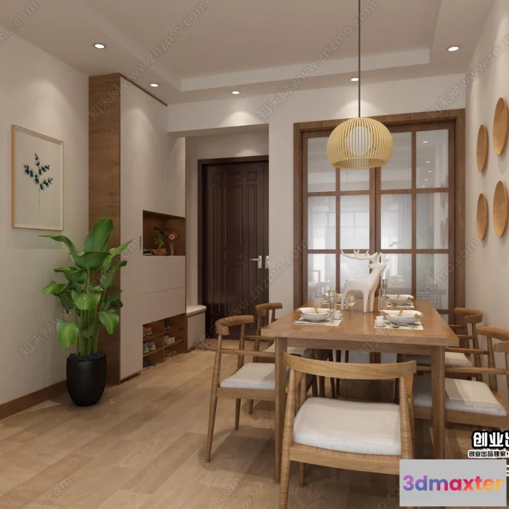 1373501 - Dining Room 3D Interior Scene - Japanese Style - 048 3D Max