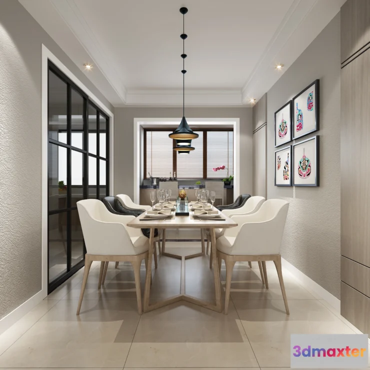 1373558 - Dining Room 3D Interior Scene - Japanese Style - 049 3D Max