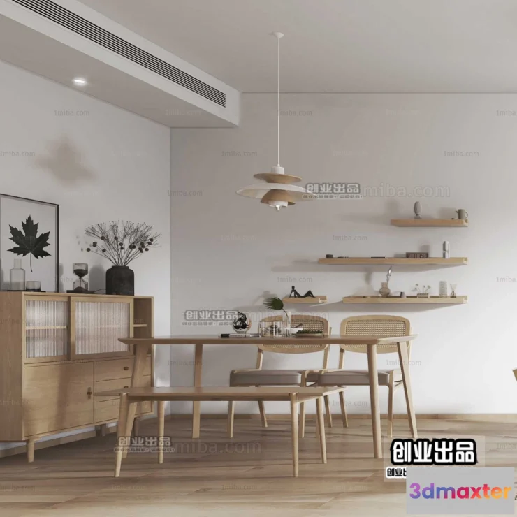 1373692 - Dining Room 3D Interior Scene - Japanese Style - 051 3D Max
