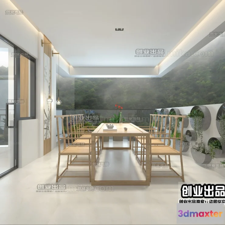 1373977 - Dining Room 3D Interior Scene - Japanese Style - 055 3D Max