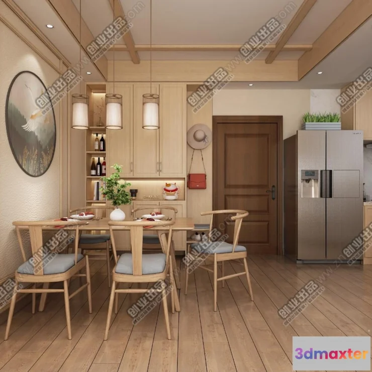 1374040 - Dining Room 3D Interior Scene - Japanese Style - 056 3D Max
