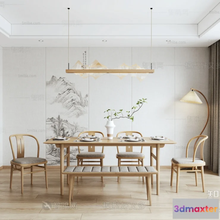 1374171 - Dining Room 3D Interior Scene - Japanese Style - 058 3D Max