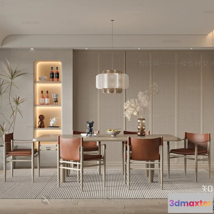 1376994 - Dining Room 3D Interior Scene Model - Wabi Sabi Style - 038 3D Max