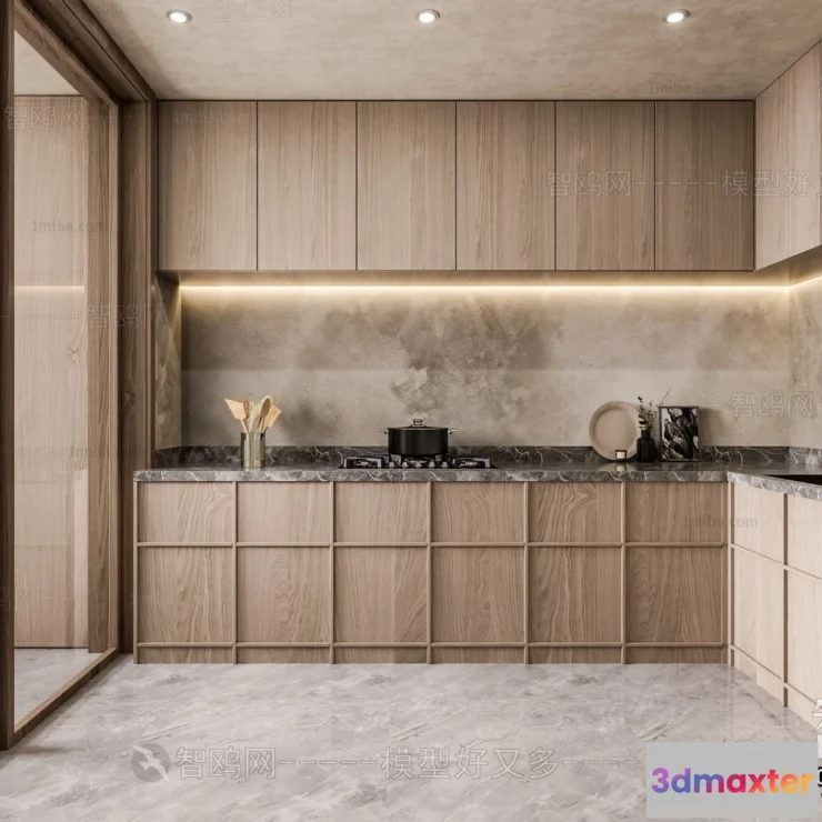 1377115 - Dining Room 3D Interior Scene Model - Wabi Sabi Style - 040 3D Max