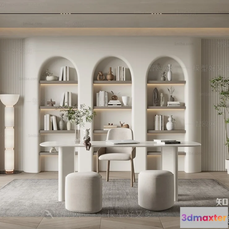 1377502 - Dining Room 3D Interior Scene Model - Wabi Sabi Style - 046 3D Max