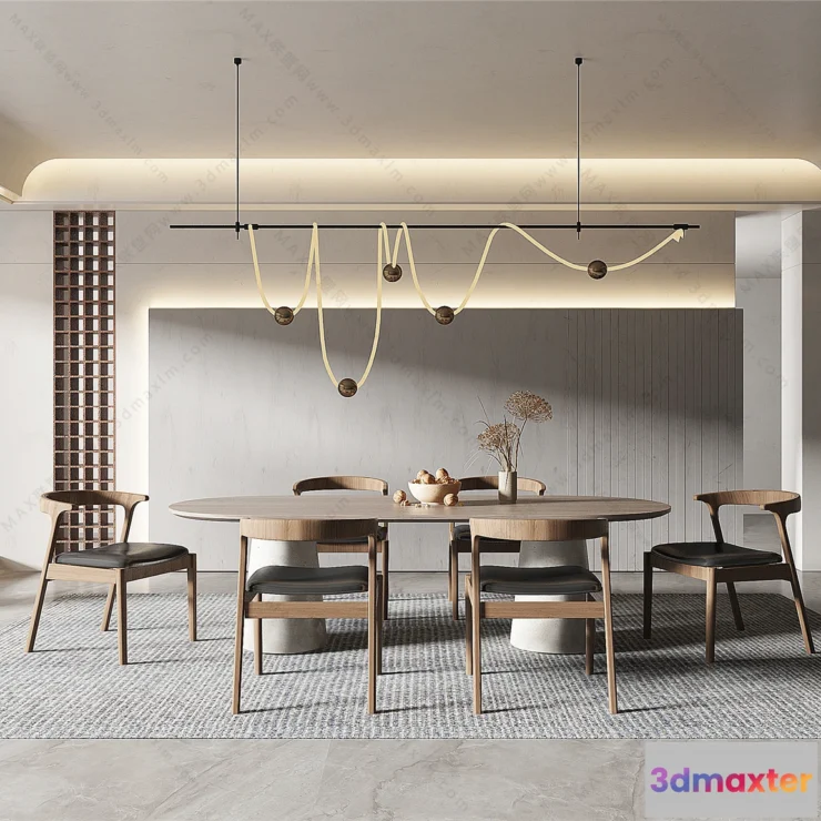 1382389 - Dining Room 3D Interior Scene Model - Wabi Sabi Style - 019 3D Max