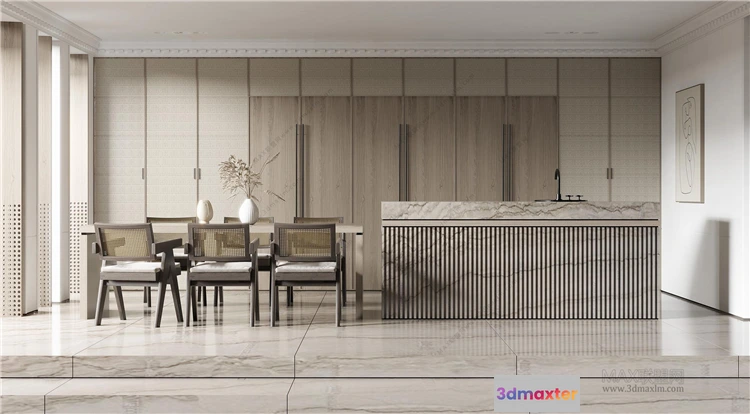 1382656 - Dining Room 3D Interior Scene Model - Wabi Sabi Style - 023 3D Max