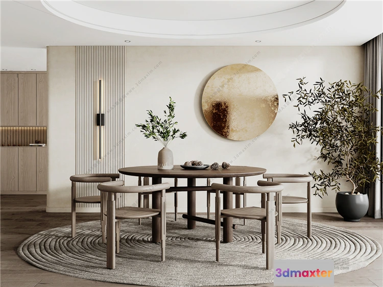 1382786 - Dining Room 3D Interior Scene Model - Wabi Sabi Style - 025 3D Max