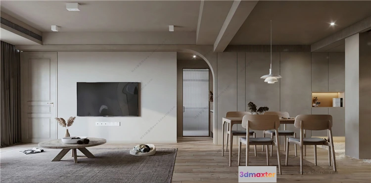 1382851 - Dining Room 3D Interior Scene Model - Wabi Sabi Style - 026 3D Max