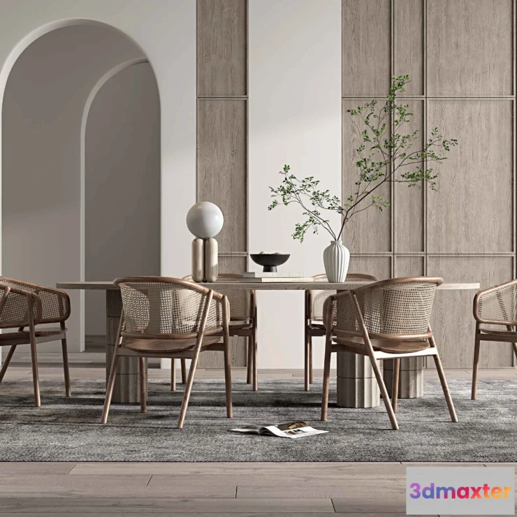 1383046 - Dining Room 3D Interior Scene Model - Wabi Sabi Style - 029 3D Max
