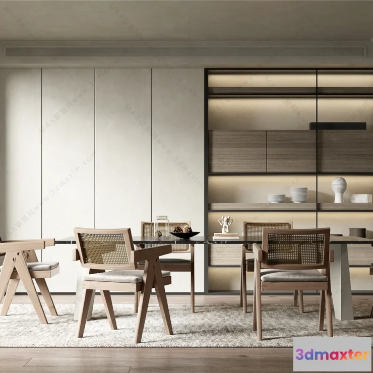 1383367 - Dining Room 3D Interior Scene Model - Wabi Sabi Style - 034 3D Max