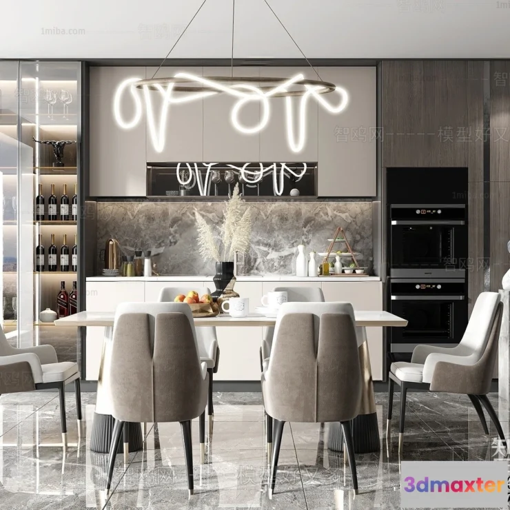 1385344 - Dining Room - Villas 3D Interior Scene - 3D Models - 073 3D Max