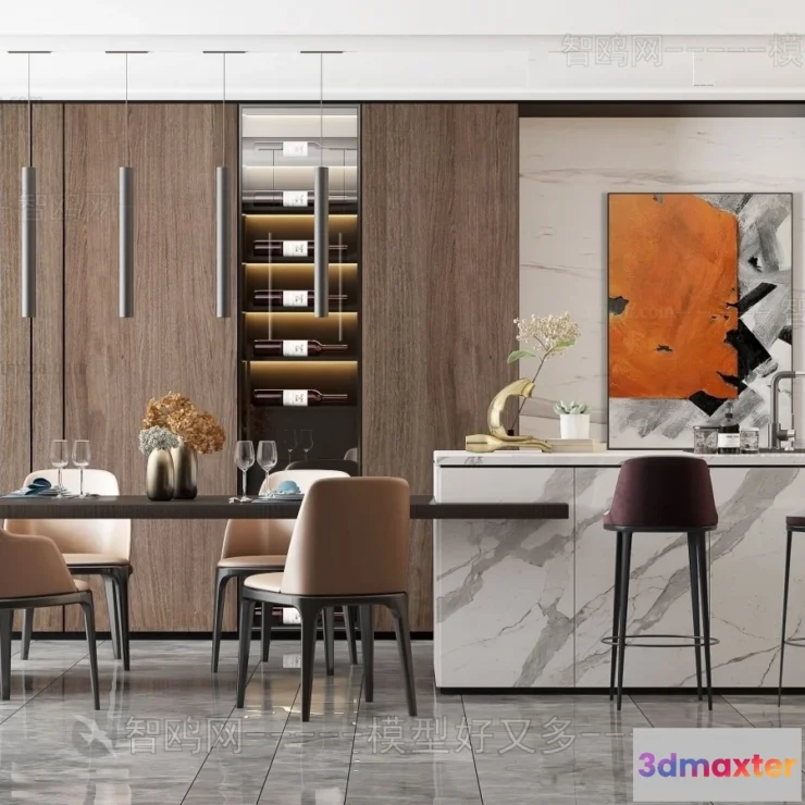 1386956 - Dining Room - Villas 3D Interior Scene - 3D Models - 098 3D Max