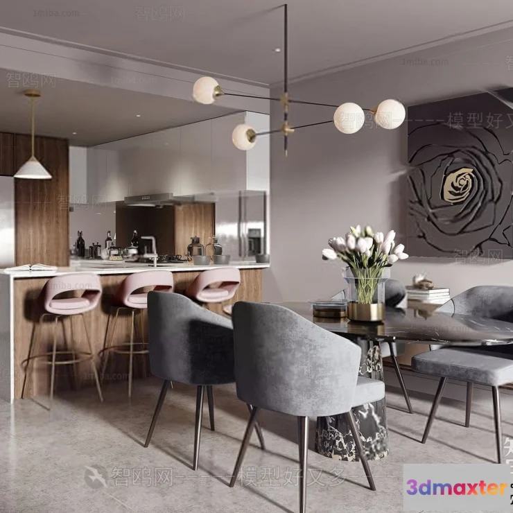 1388497 - Dining Room - Minimalist Style - 3D Interior Scene - 002 3D Max