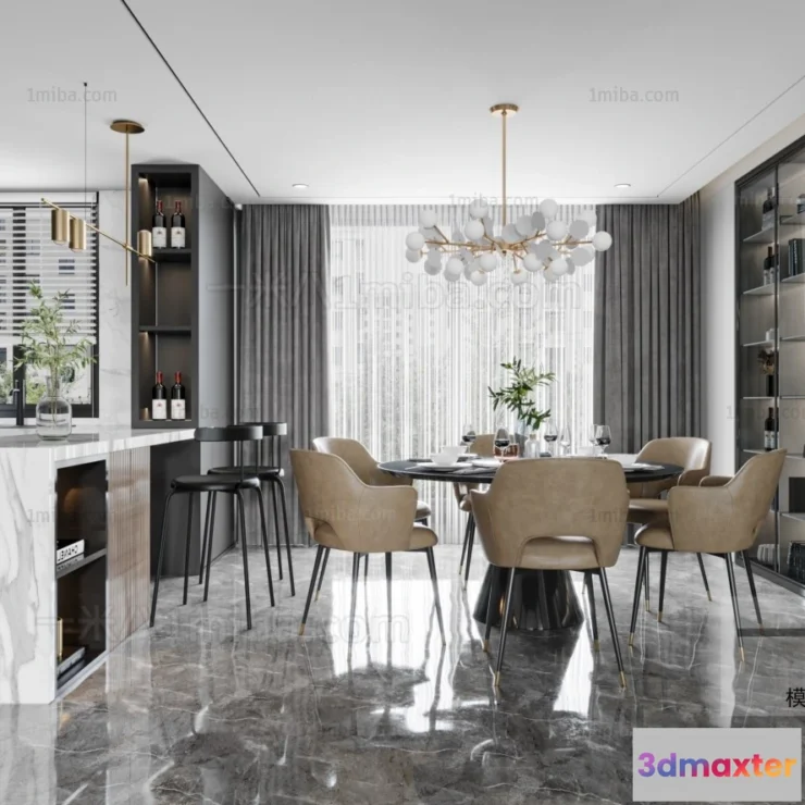1388559 - Dining Room - Minimalist Style - 3D Interior Scene - 003 3D Max