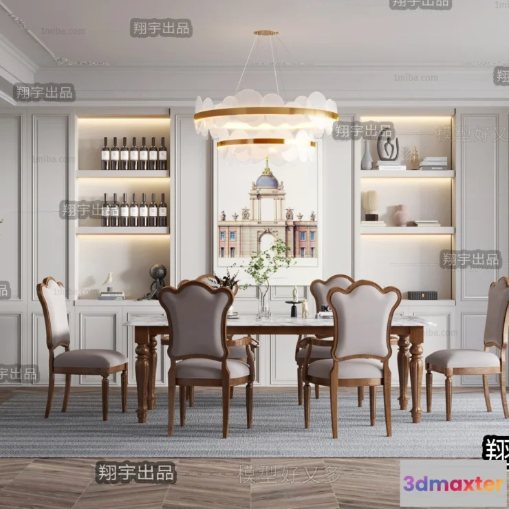 1389903 - Dining Room 3D Interior Scene - American Style - 001 3D Max