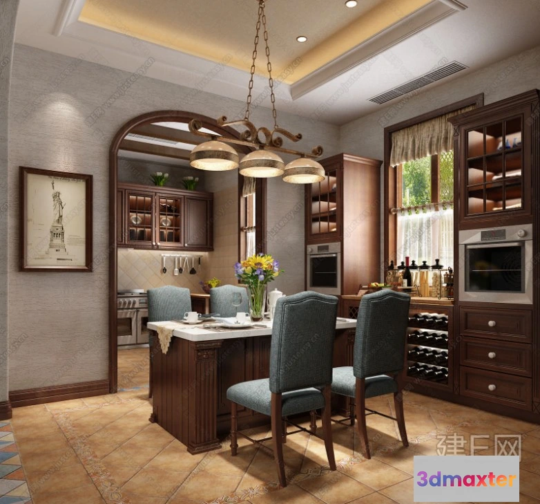 1390097 - Dining Room 3D Interior Scene - American Style - 004 3D Max