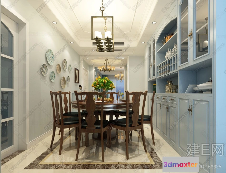 1390227 - Dining Room 3D Interior Scene - American Style - 006 3D Max