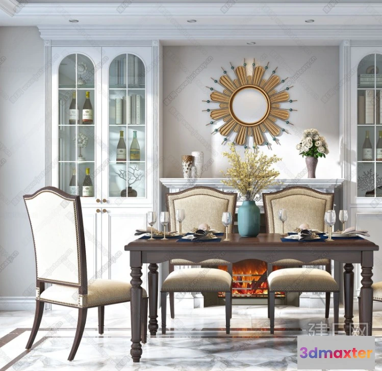 1390293 - Dining Room 3D Interior Scene - American Style - 007 3D Max