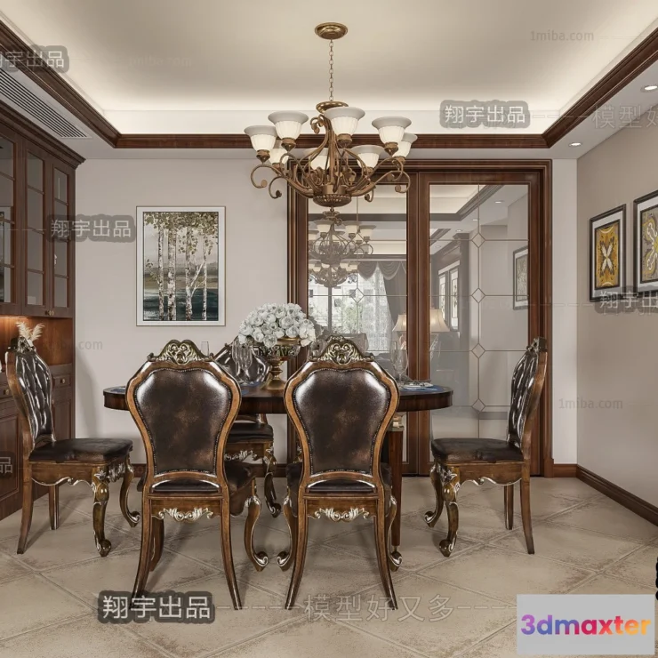 1390419 - Dining Room 3D Interior Scene - American Style - 009 3D Max