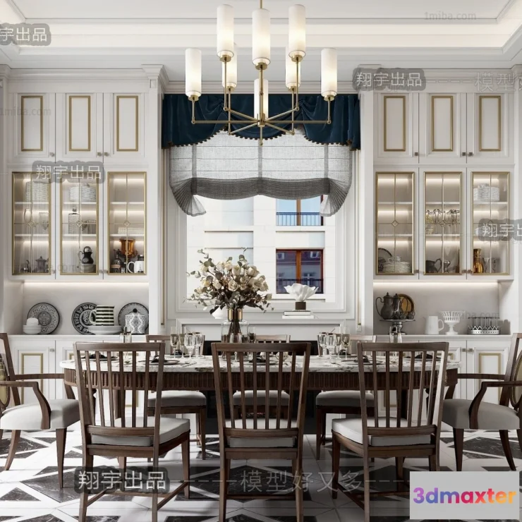 1390481 - Dining Room 3D Interior Scene - American Style - 010 3D Max