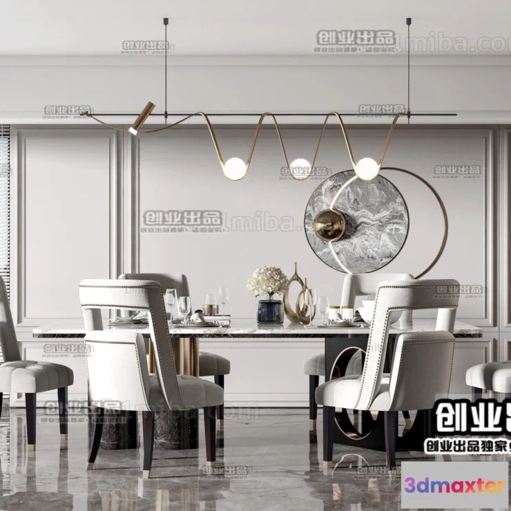 1390610 - Dining Room 3D Interior Scene - American Style - 012 3D Max
