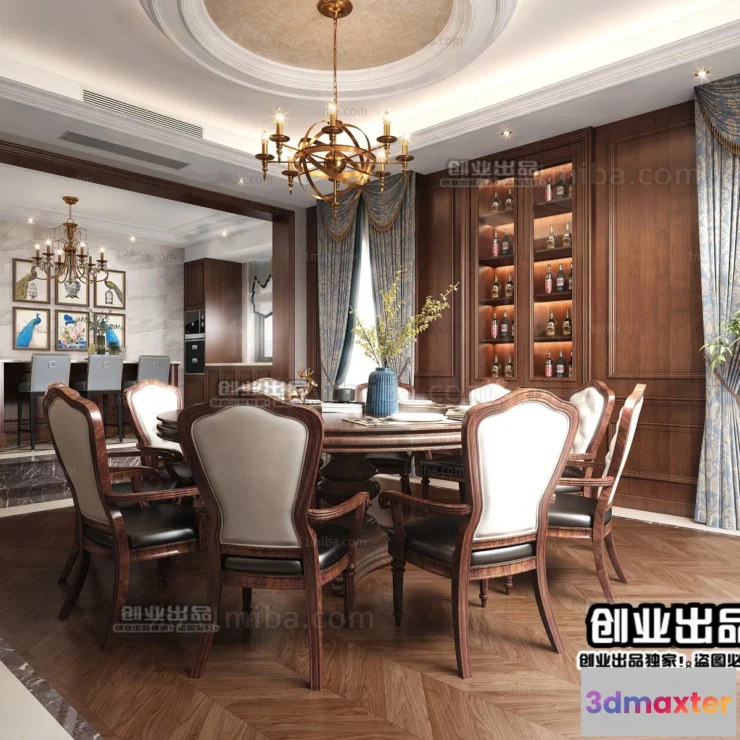 1390684 - Dining Room 3D Interior Scene - American Style - 013 3D Max