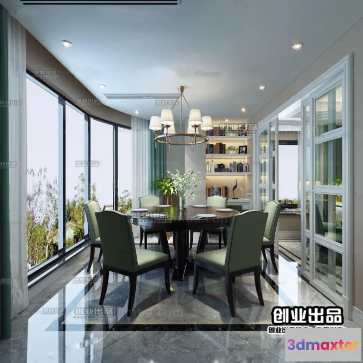 1390762 - Dining Room 3D Interior Scene - American Style - 014 3D Max