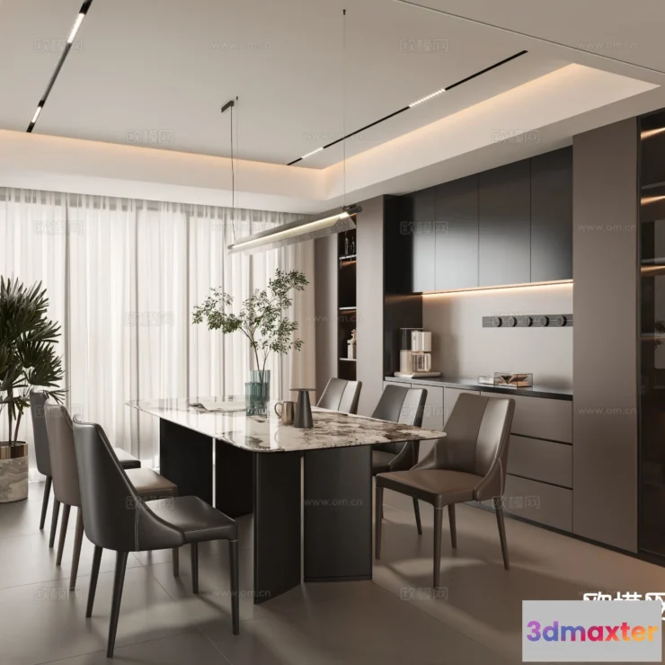 1535152 - Dining Room - 3D Model For Interior Design - 10746 3D Max