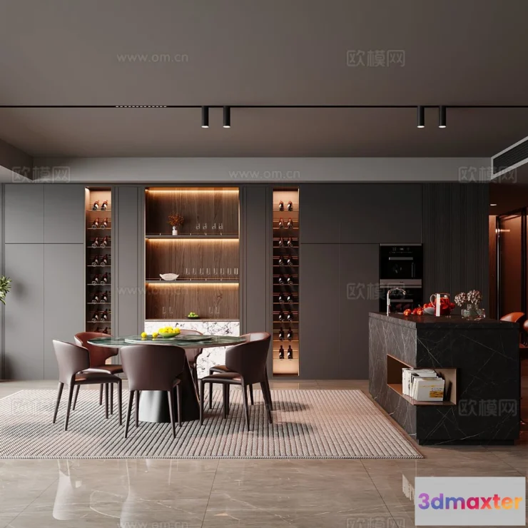 1535256 - Dining Room - 3D Model For Interior Design - 10798 3D Max