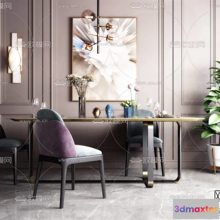 1575334 - Luxury Style Interior 3D Blocks - Dining Room 3D Model - 157 3D Max