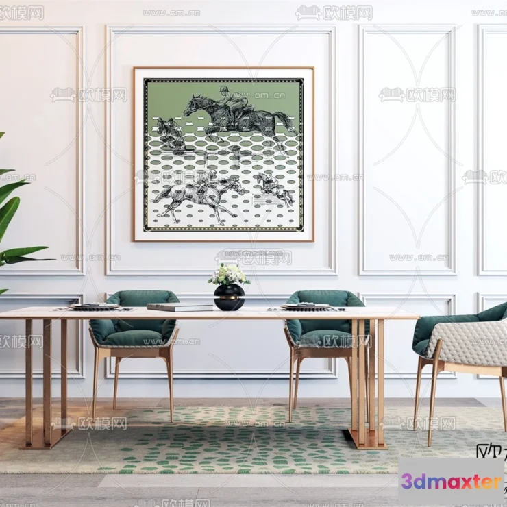 1575336 - Luxury Style Interior 3D Blocks - Dining Room 3D Model - 158 3D Max