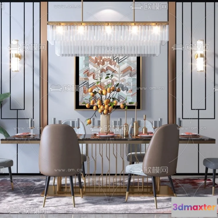 1575340 - Luxury Style Interior 3D Blocks - Dining Room 3D Model - 160 3D Max