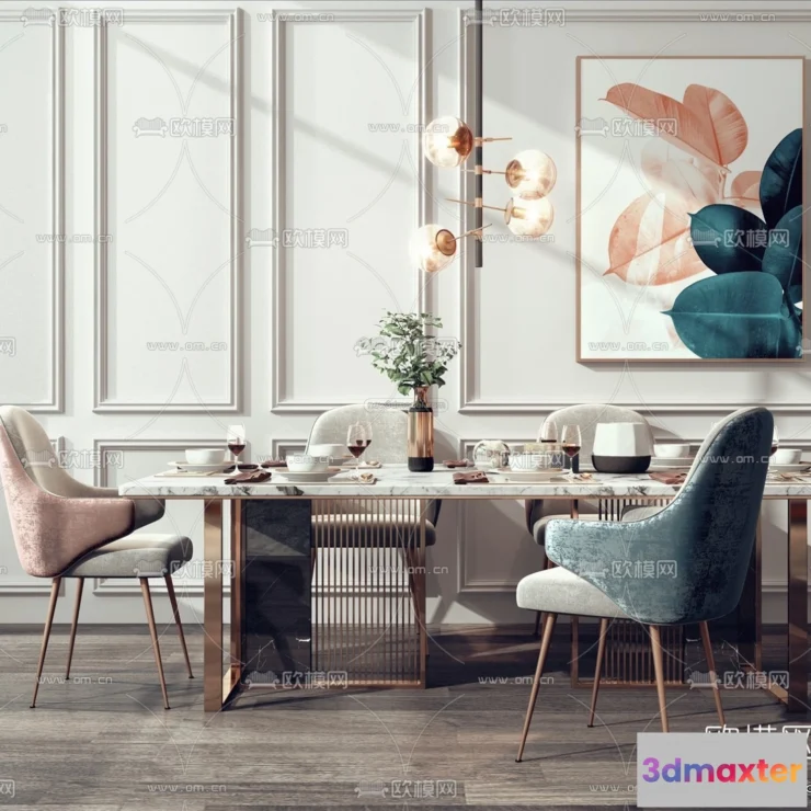 1575342 - Luxury Style Interior 3D Blocks - Dining Room 3D Model - 161 3D Max