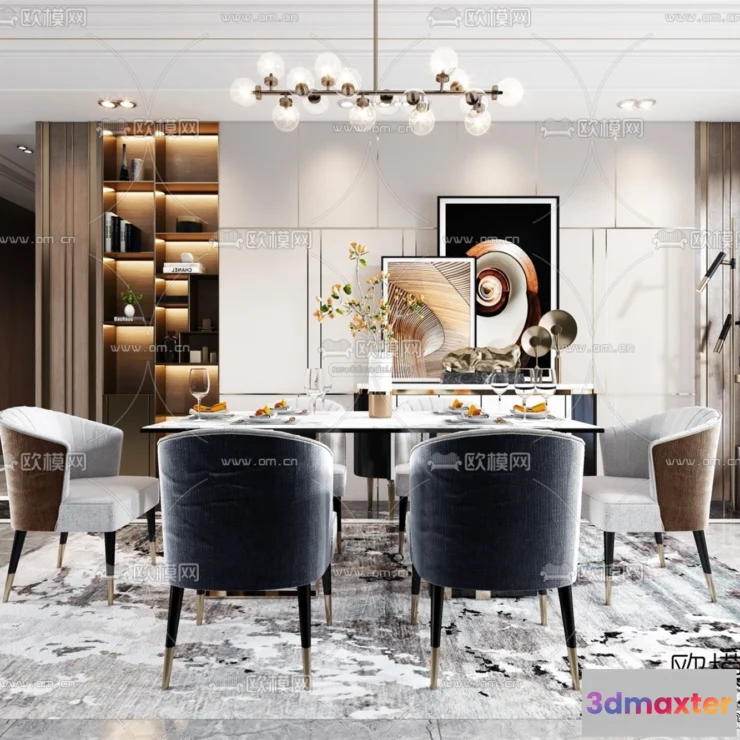 1575344 - Luxury Style Interior 3D Blocks - Dining Room 3D Model - 162 3D Max