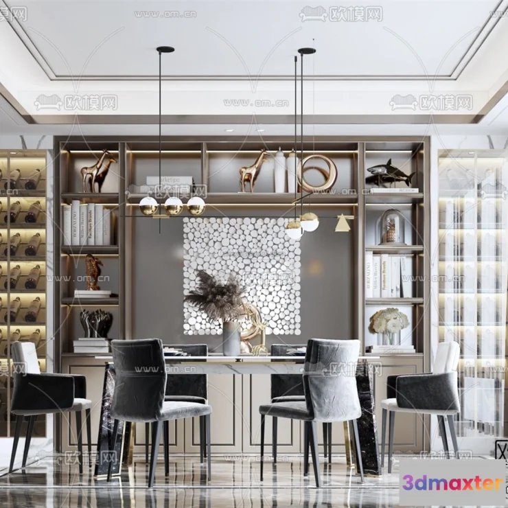 1575348 - Luxury Style Interior 3D Blocks - Dining Room 3D Model - 164 3D Max