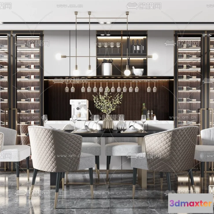 1575350 - Luxury Style Interior 3D Blocks - Dining Room 3D Model - 165 3D Max