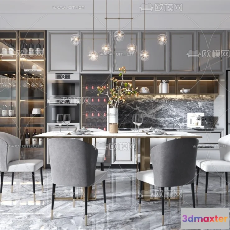 1575352 - Luxury Style Interior 3D Blocks - Dining Room 3D Model - 166 3D Max