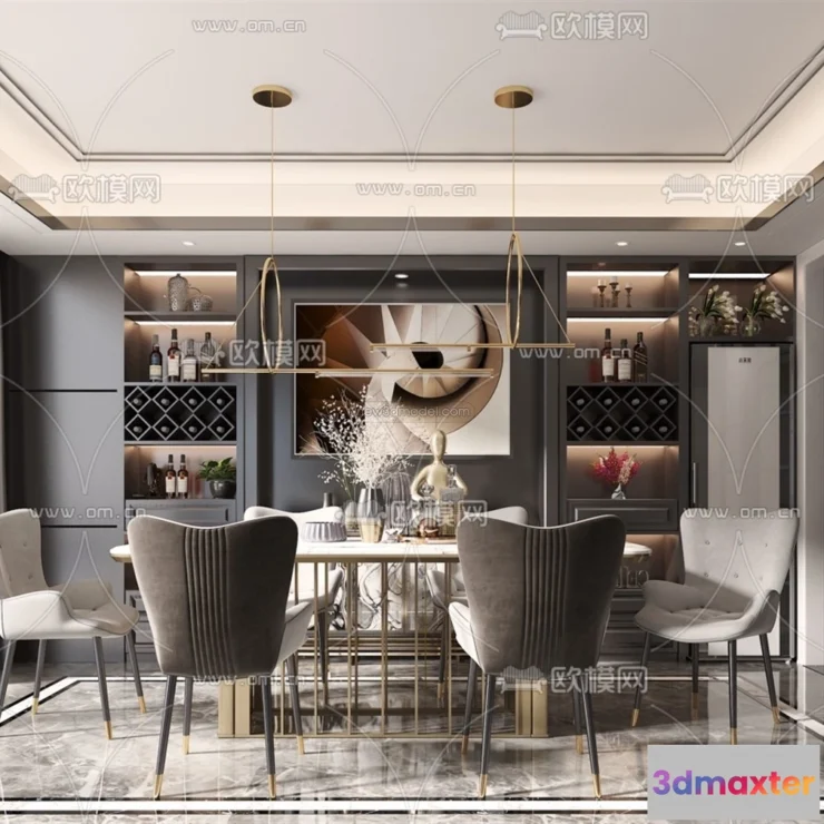1575354 - Luxury Style Interior 3D Blocks - Dining Room 3D Model - 167 3D Max