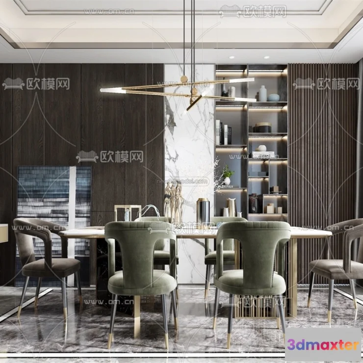 1575356 - Luxury Style Interior 3D Blocks - Dining Room 3D Model - 168 3D Max