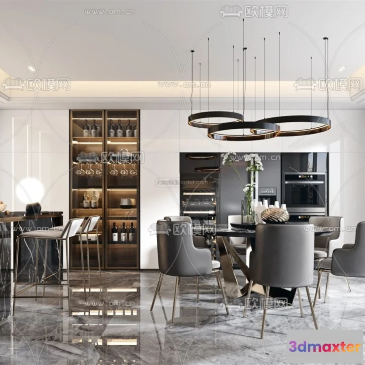 1575360 - Luxury Style Interior 3D Blocks - Dining Room 3D Model - 170 3D Max