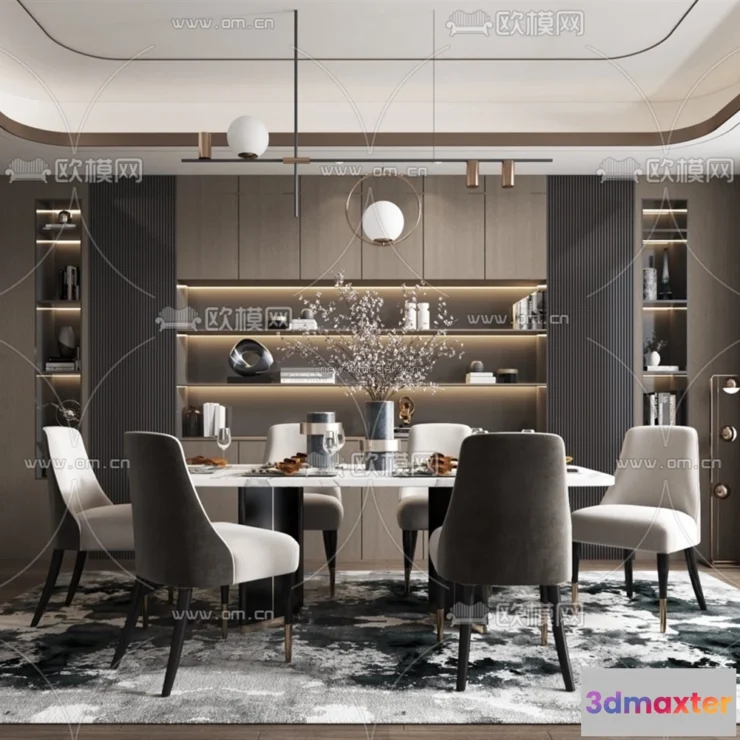 1575364 - Luxury Style Interior 3D Blocks - Dining Room 3D Model - 172 3D Max
