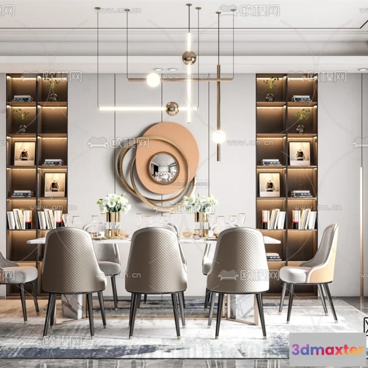 1575368 - Luxury Style Interior 3D Blocks - Dining Room 3D Model - 174 3D Max