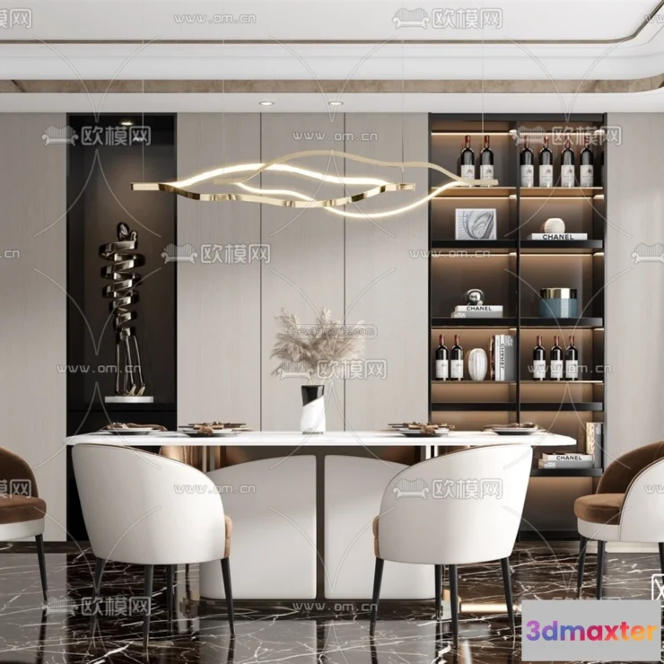 1575372 - Luxury Style Interior 3D Blocks - Dining Room 3D Model - 176 3D Max
