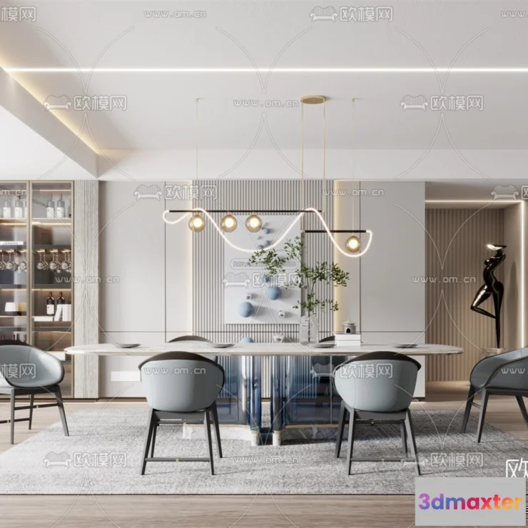 1575374 - Luxury Style Interior 3D Blocks - Dining Room 3D Model - 177 3D Max